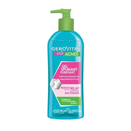 Gerovital Stop Acnee gel spumant purifiant cu acid salicilic din salcie, 150 ml