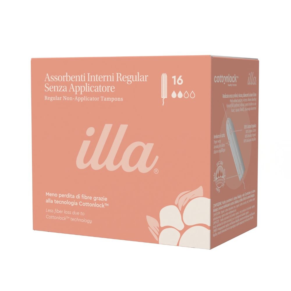 Illa tampoane interne Regular din bumbac organic, fara aplicator, 16 buc