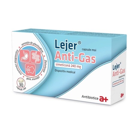 Lejer anti-gas, 240 mg, 30 capsule moi, antibiotice