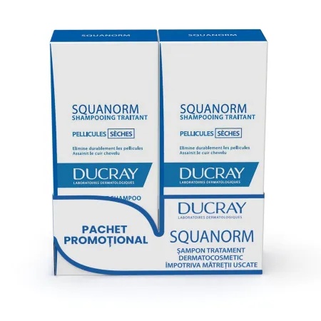 Pachet Șampon Anti-Mătreață Uscată Squanorm 2x200ml - Ducray