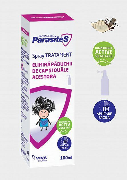 Parasites spray tratament paduchi, 100ml, santaderm