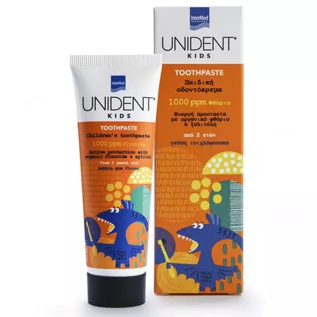 Pasta de dinti cu fluor 1000 ppm pentru copii unident kids, 50 ml, intermed
