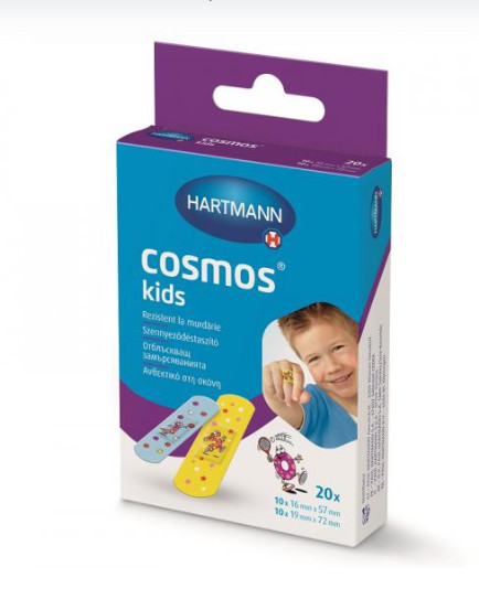Plasturi rezistenti la apa si murdarie cosmos kids, 20 bucati, hartmann