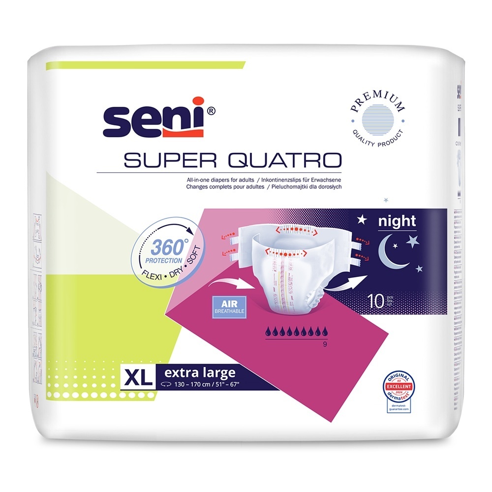 Seni Super Quatro Scutece pentru Adulți Extra Large, 10 bucăți