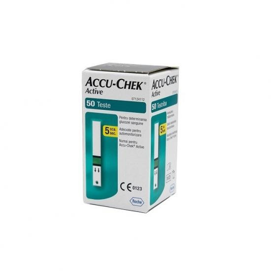 Teste glicemie accu-chek active, 50 bucati, roche
