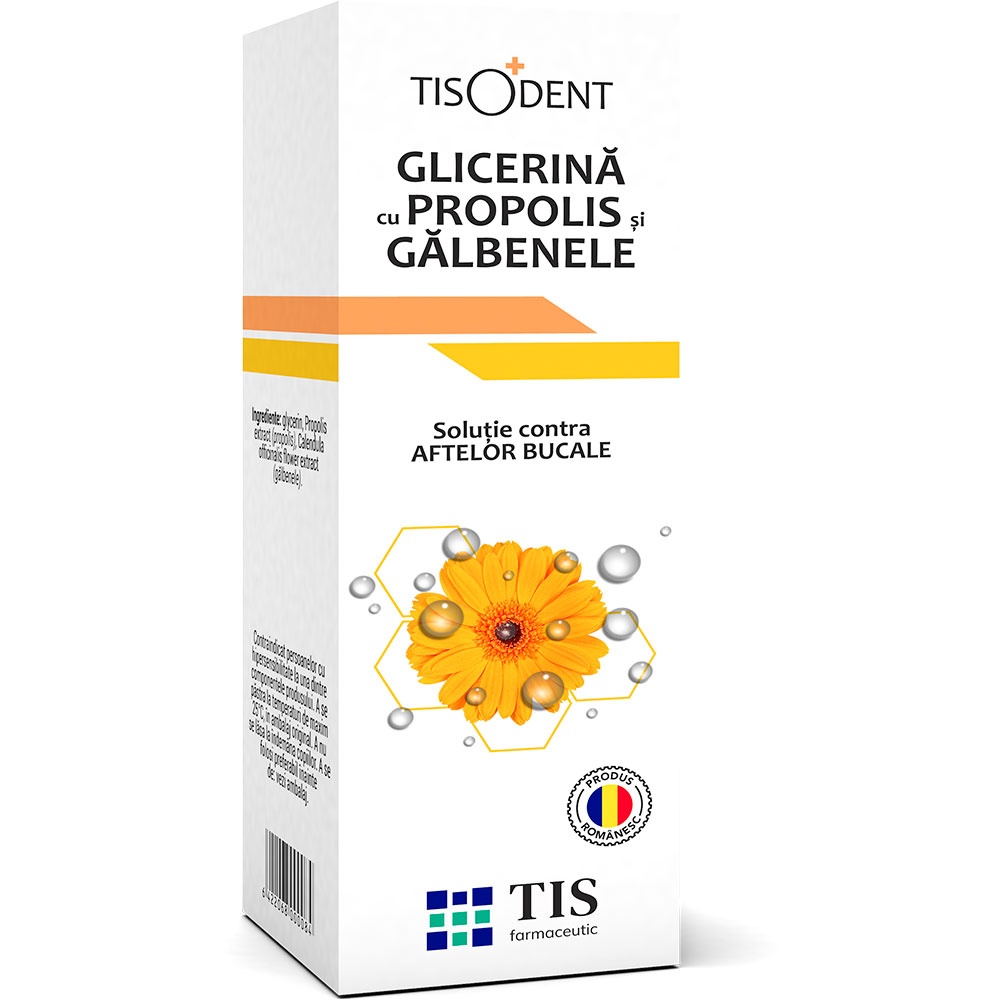 Tis Tisodent Glicerină cu Propolis și Gălbenele, 25 ml