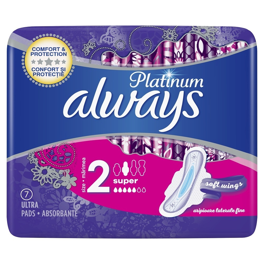 Always Platinum Super Absorbante, 7 bucăți