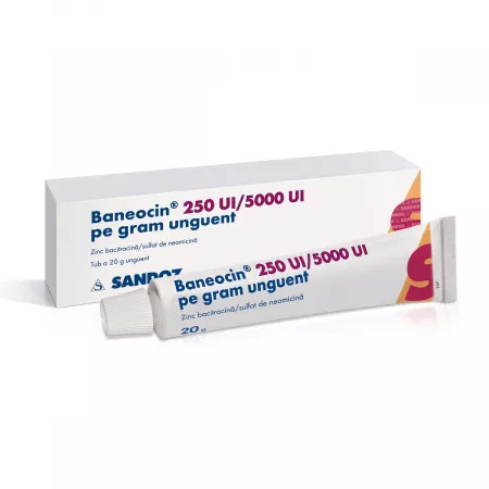 Baneocin unguent, 250 ui/5000 ui pe gram, 20 g, sandoz