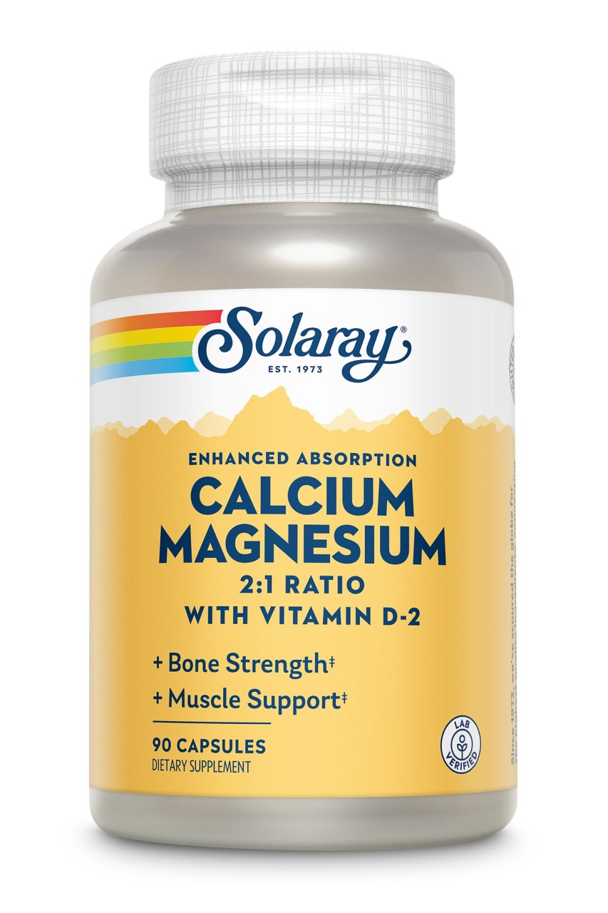 Calciu, magneziu si vitamina d solaray, 90 capsule, secom