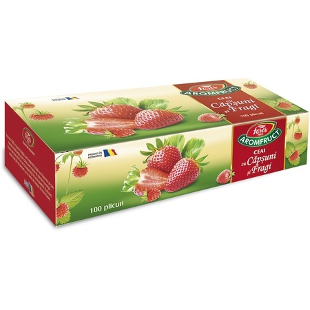 Ceai cu căpșuni și fragi Aromfruct, 100 plicuri, Fares