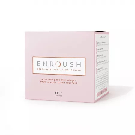 Enroush absorbante normale din bumbac organic, 12 buc