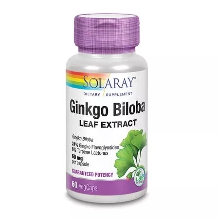 Ginkgo Biloba 60mg Solaray - Secom | Sprijin pentru Memorie și Cogniție