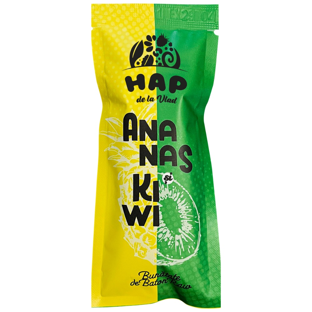 Hap de la Vlad Baton Raw Vegan cu Ananas și Kiwi, 45 g