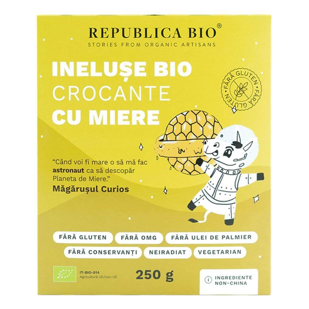 Ineluse bio crocante cu miere fara gluten, 250g, republica bio
