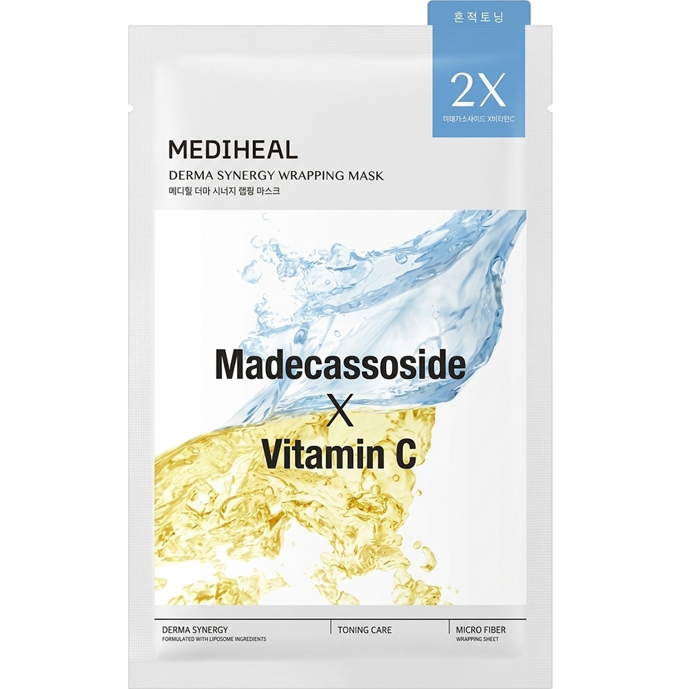 Mediheal Derma Synergy Wrapping Mask Madecassoside x Vitamin C, masca pentru uniformizare, 25 ml