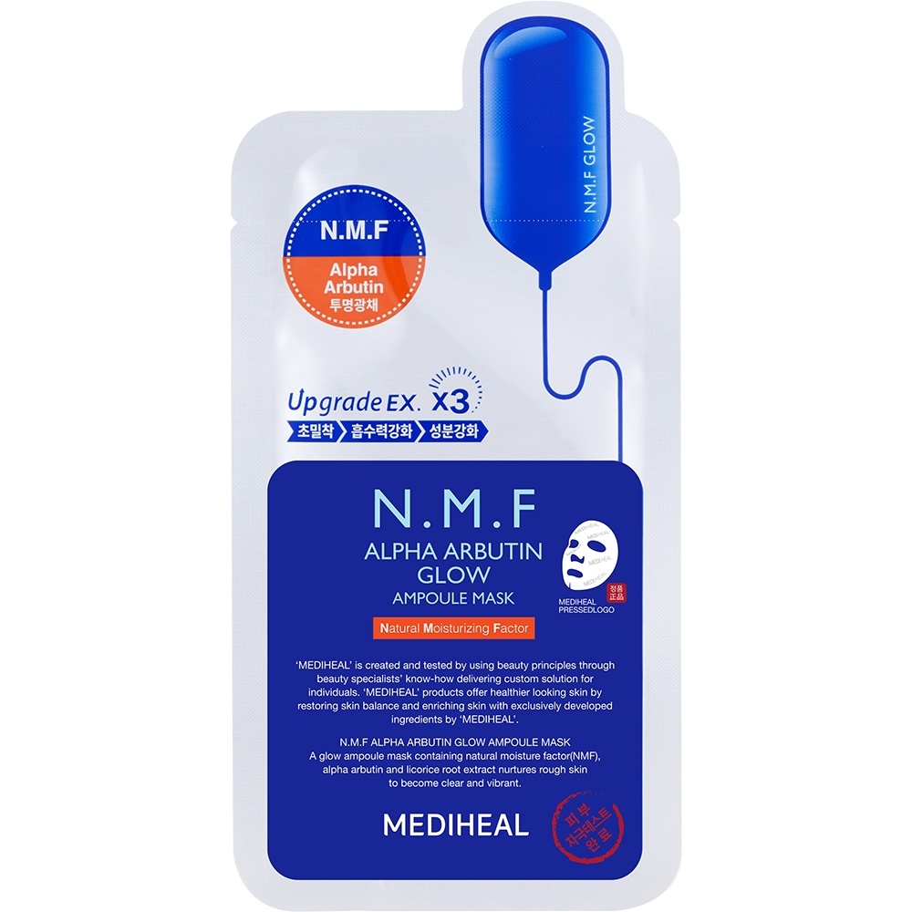 Mediheal N.M.F Alpha Arbutin Glow Ampoule Sheet Mask, masca iluminatoare, 27 ml
