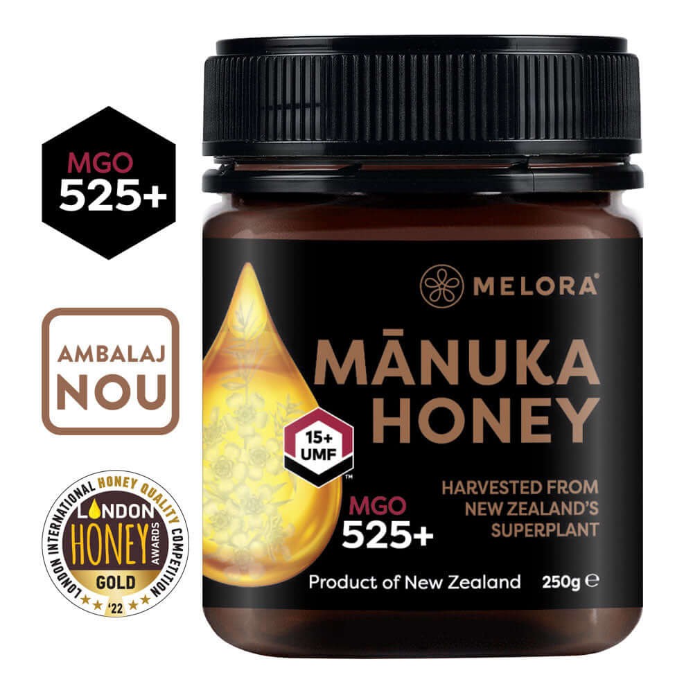 Miere de manuka melora, mgo 525+ (umf 15) naturala, 250 g, noua zeelanda