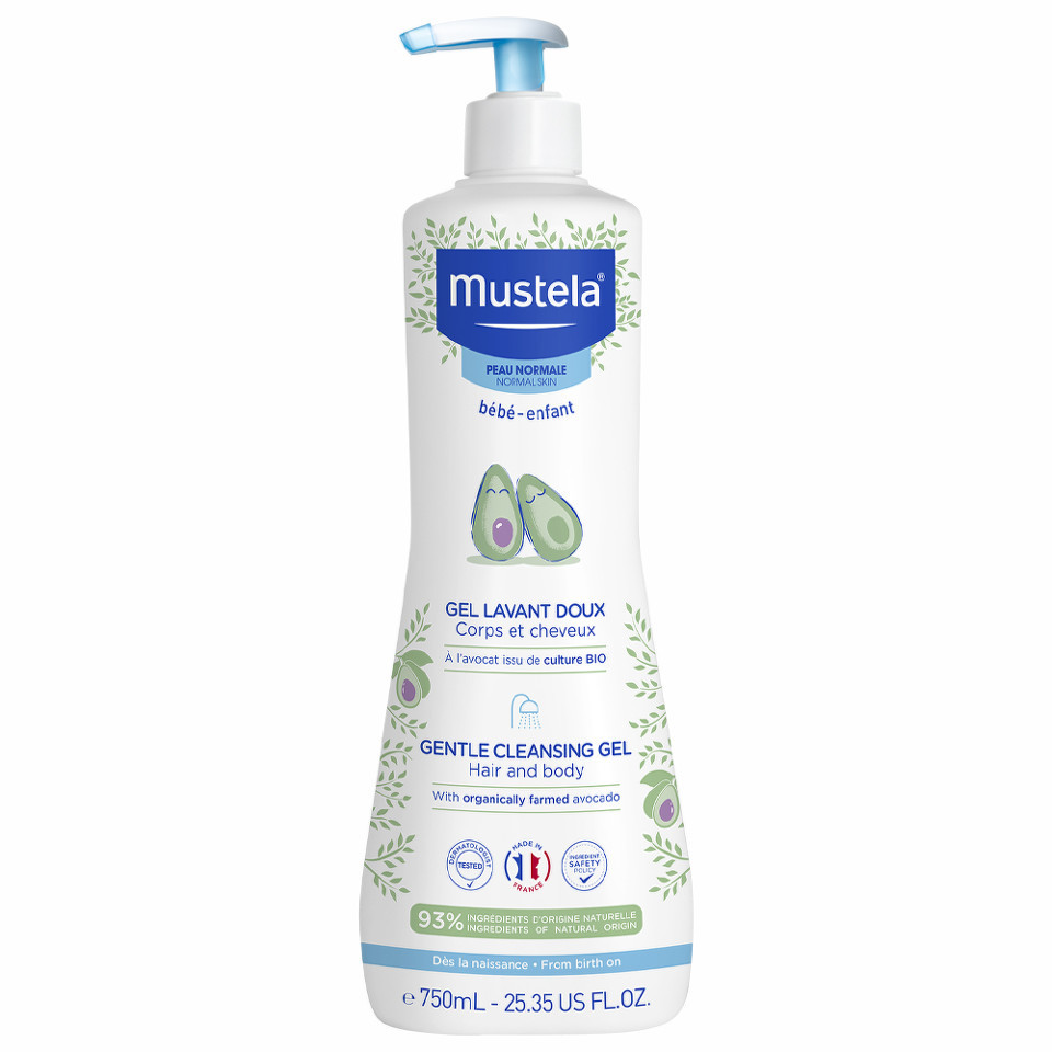 Mustela gel de curatare delicat pentru par si corp, bebelusi, 750 ml