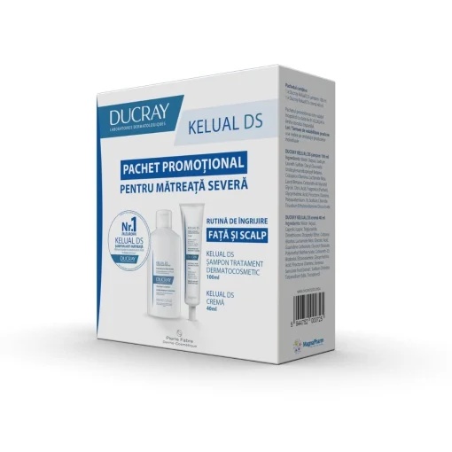 Pachet kelual ds: sampon anti-scuame si crema anti-recidiva, ducray