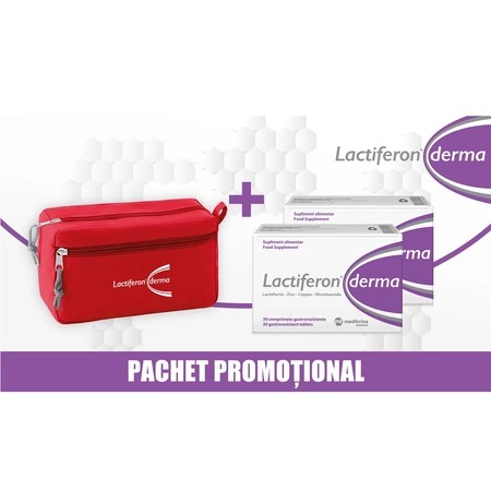 Pachet lactiferon derma, 2 x 30 comprimate + borseta, meditrina
