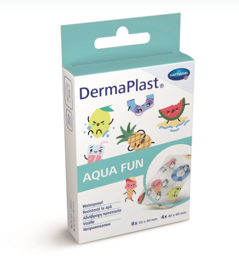 Plasturi rezistenti la apa dermaplast kids aqua fun 12 bucati, hartmann