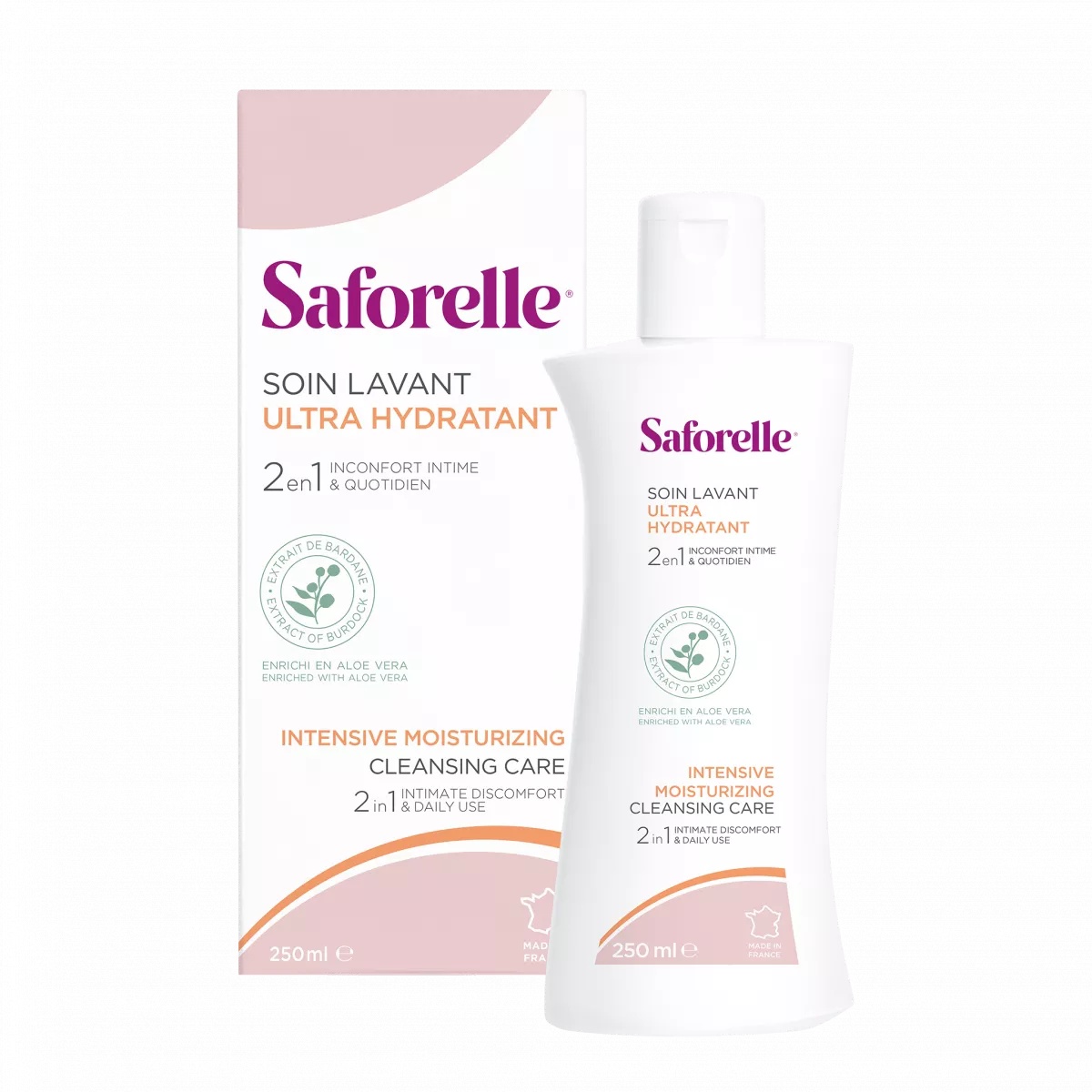 Saforelle gel de igiena intima si corporala ultrahidratant cu brusture si aloe, 250 ml