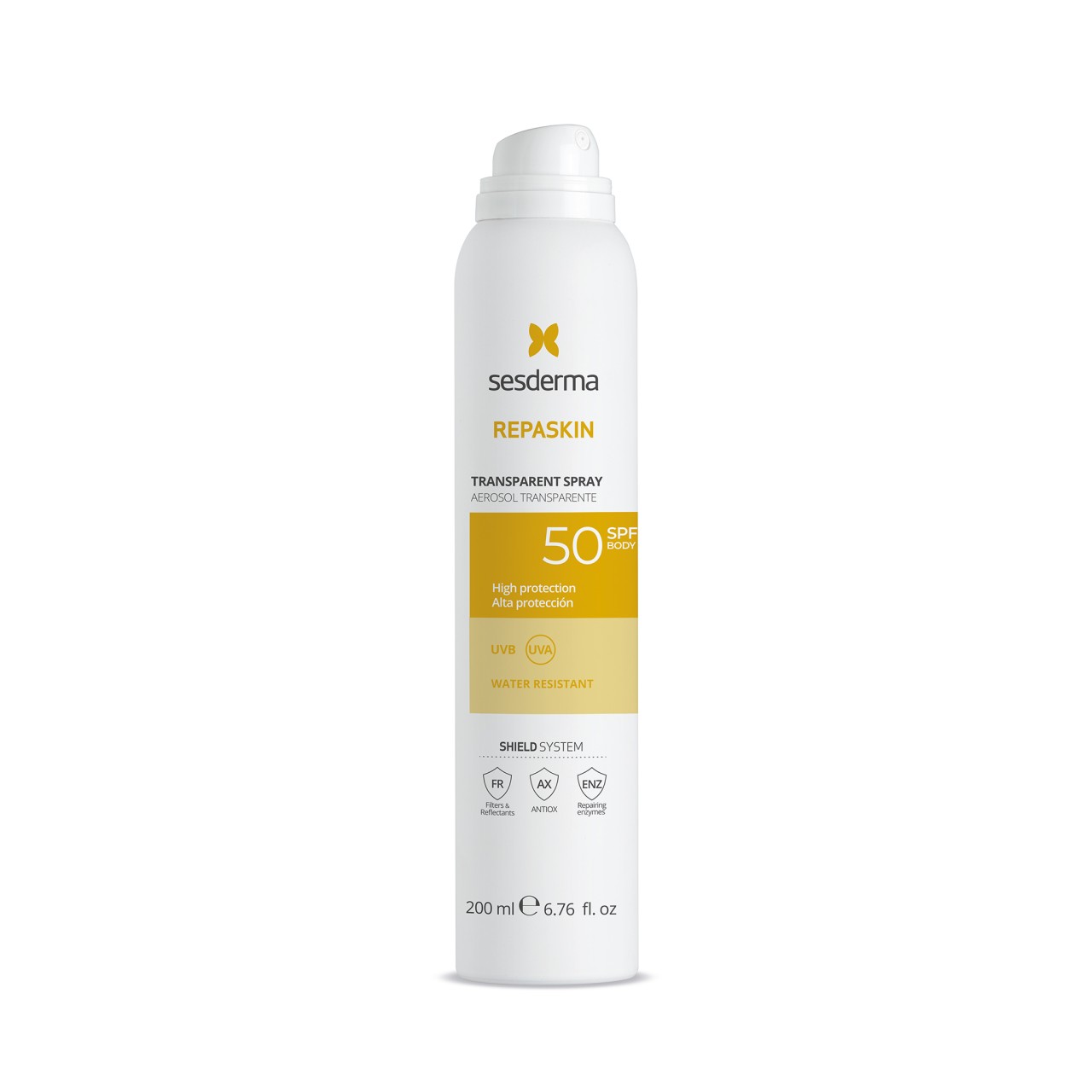 Sesderma Repaskin Spray Transparent SPF 50, protectie solara corp, 200 ml