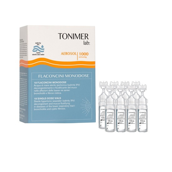 Tonimer Lab apa de mare sterila hipertonica 3% pentru aerosoli, 18 flacoane x 3 ml