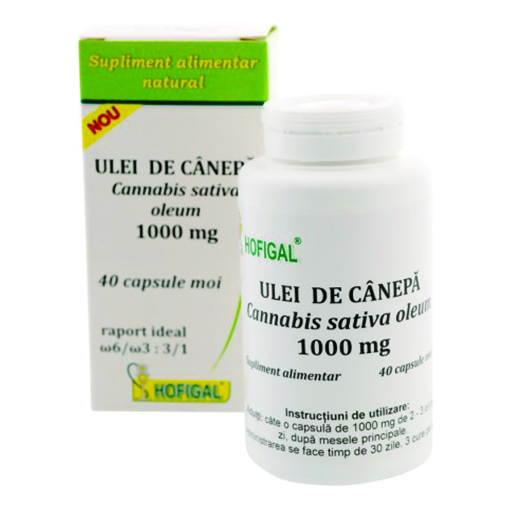 Ulei de canepă 1000mg, 40 capsule, hofigal