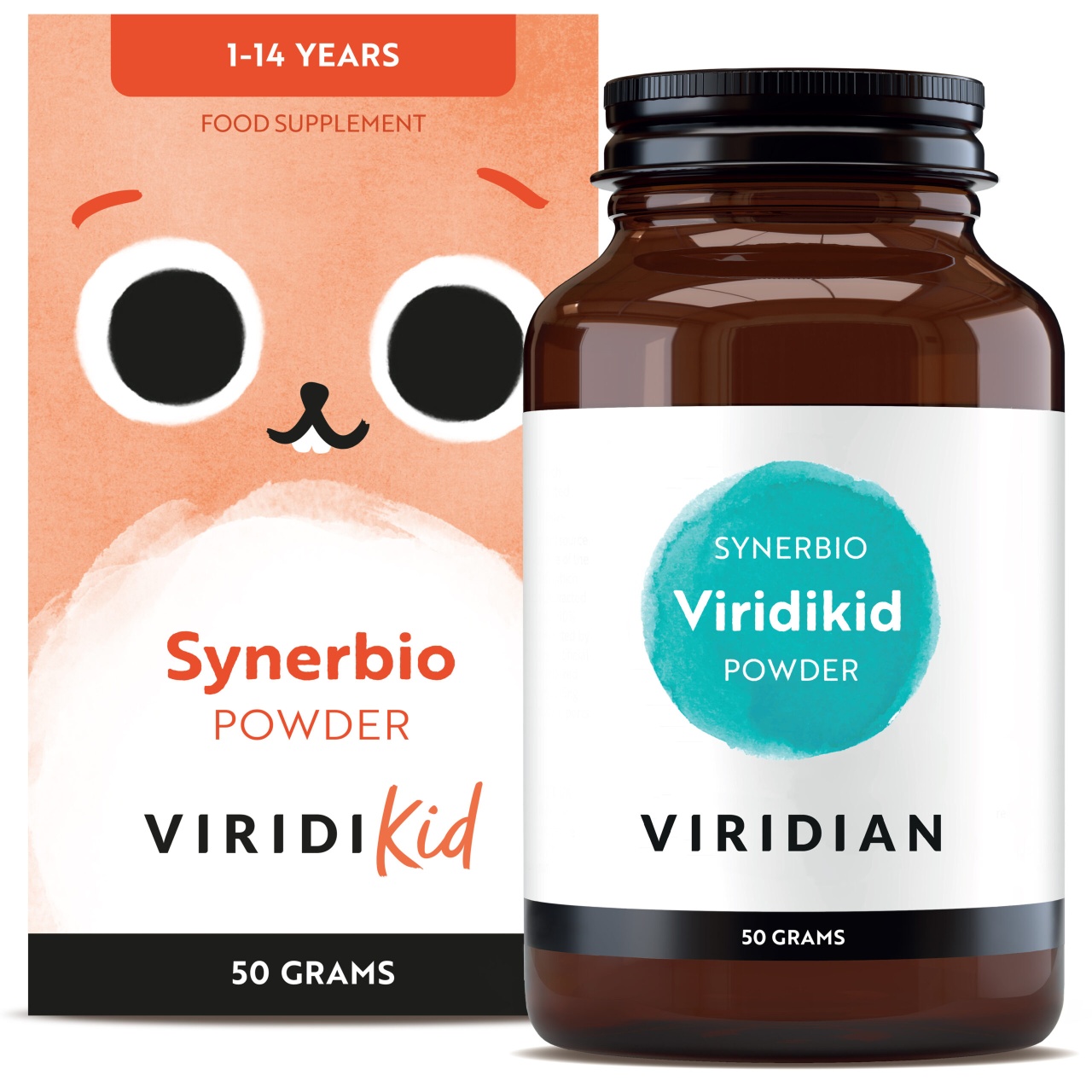 Viridian SynerBio ViridiKid probiotic pulbere pentru copii cu prebiotice si vitamina C, 50 g