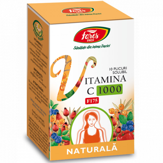 Fares Vitamina C 1000 naturala F175, 10 plicuri