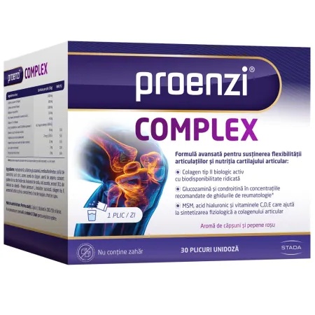 Walmark Proenzi Complex cu glucozamina, condroitina, MSM si colagen tip II, 30 plicuri