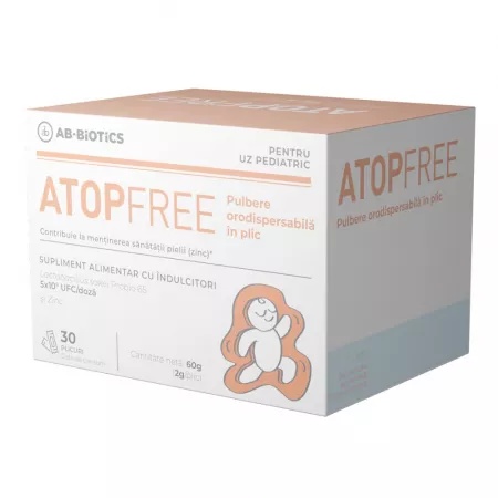 AB-Biotics Atopfree probiotic cu Lactobacillus sakei si zinc, 30 plicuri orodispersabile