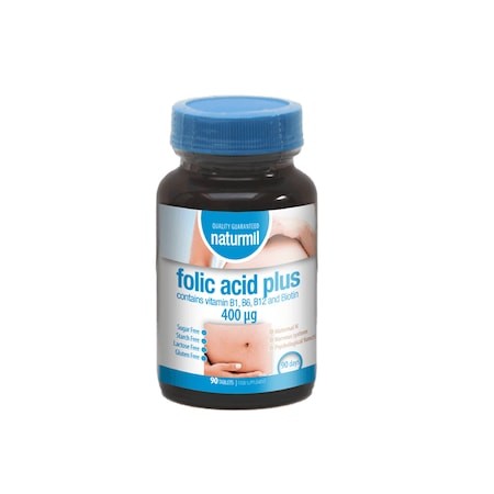 Acid folic plus 400mcg, 90 capsule, naturmil