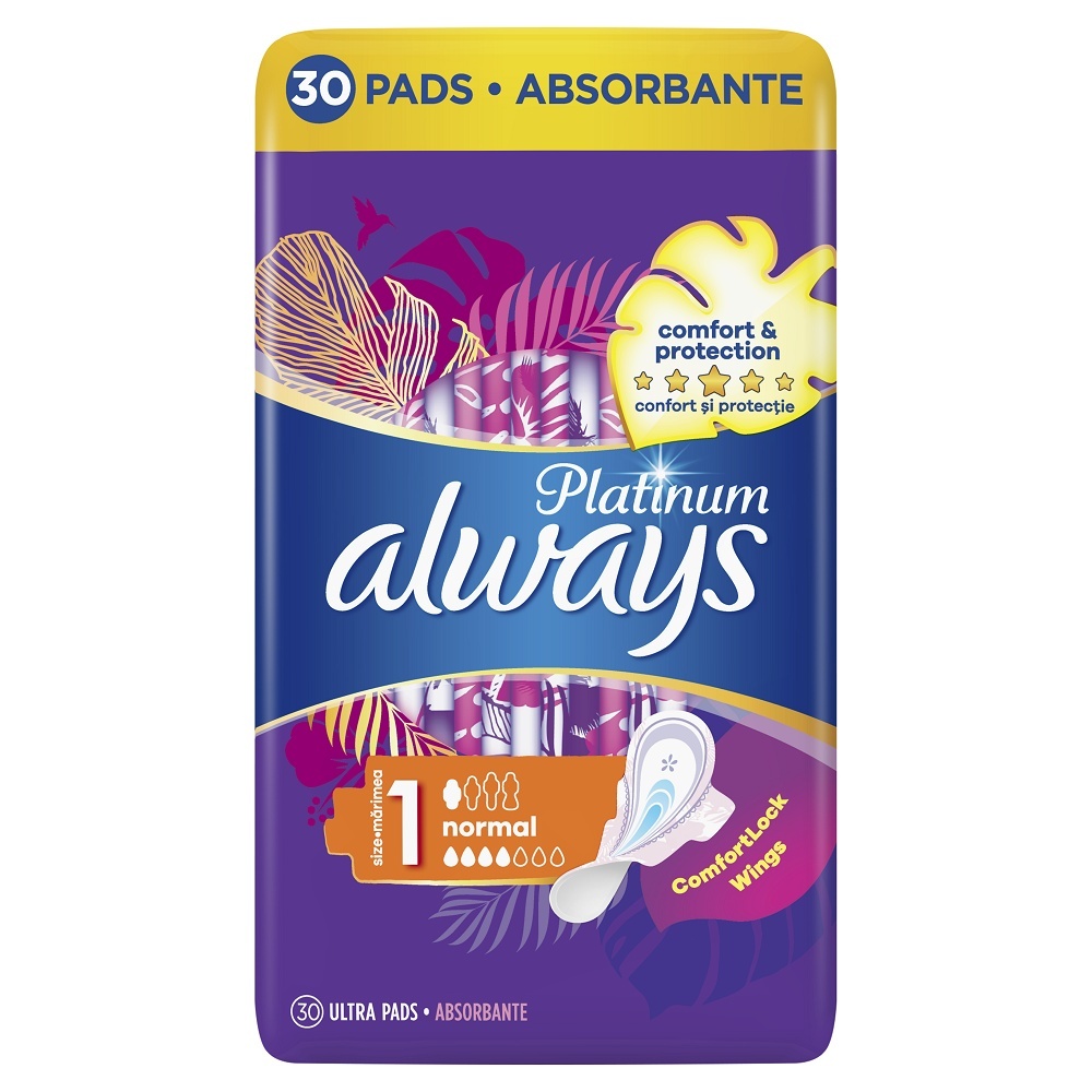 Always Platinum Normal Absorbante, 30 bucăți