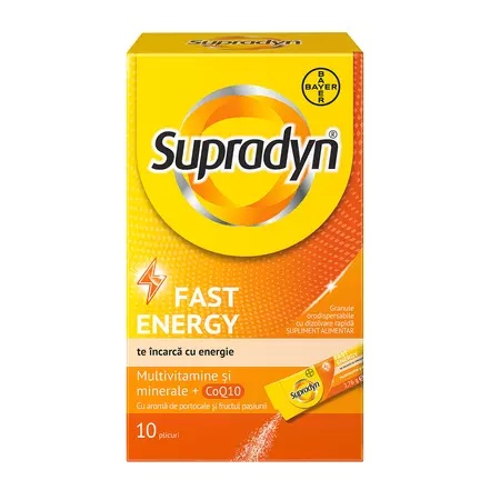Bayer Supradyn Fast Energy multivitamine si minerale cu coenzima Q10, 10 plicuri