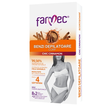Benzi depilatoare pentru corp Chic Cinnamon, 16 bucăți, Farmec