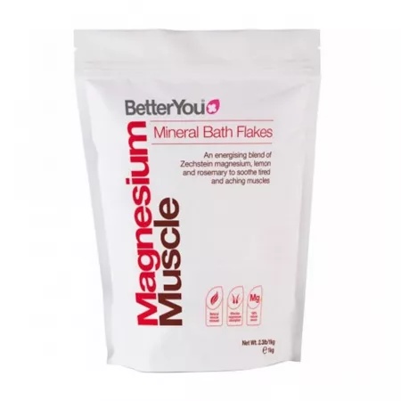 BetterYou Magnesium Muscle fulgi de baie cu magneziu, lamaie si rozmarin, 1 kg