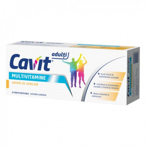 Cavit Multivitamine Adulti vanilie, 20 comprimate masticabile – Biofarm