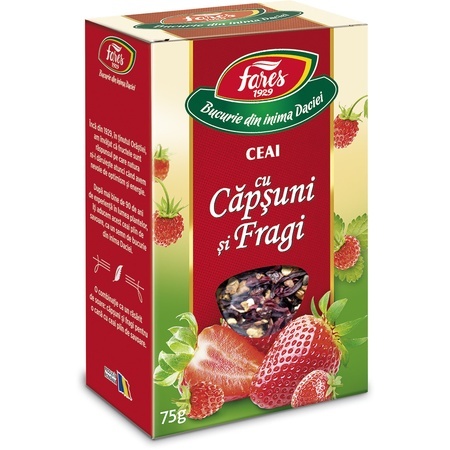 Ceai cu căpșuni și fragi, 75 g, Fares