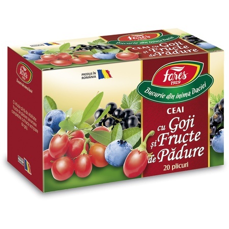 Ceai cu goji și fructe de pădure Aromfruct, 20 plicuri, Fares