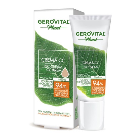 Cremă CC mediu matifianta Poliplant Microbiom Protect Plant, 30 ml, Gerovital
