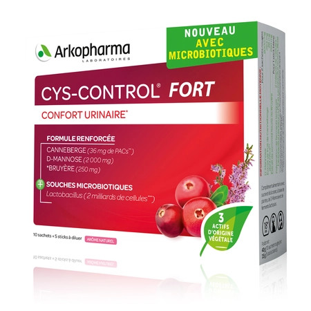 Cys-control fort, 10 plicuri + 5 batoane, arkopharma