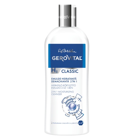 Emulsie hidratantă și demachiantă 2 în 1 H3 Classic, 200 ml, Gerovital