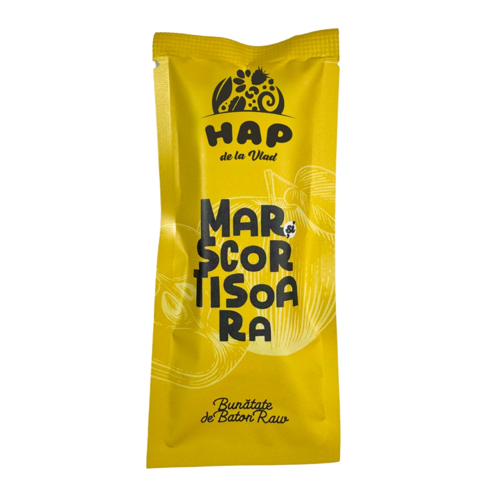 Hap de la Vlad Baton Raw Vegan cu Măr și Scorțișoară, 45 g