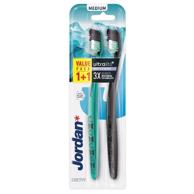 Jordan UltraLite Whitening Periuță de Dinți Medium, 2 bucăți
