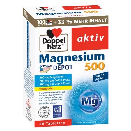 Magnesium 500mg, 30 + 10 comprimate, doppelherz