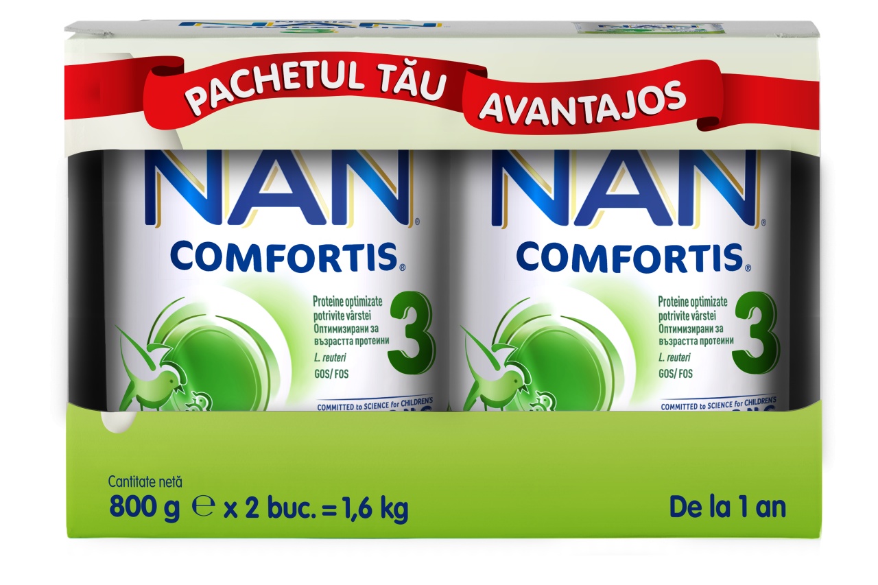 Nestle Nan 3 Comfortis - Lapte Praf pentru Copii 1-2 Ani, 2x800g