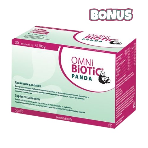 Omni Biotic Panda probiotice pentru reechilibrarea florei intestinale la gravide si sugari, 30 plicuri