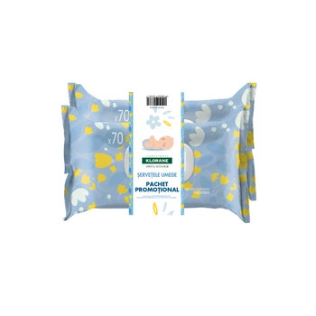 Pachet servetele umede, 2x70 bucati, klorane bebe